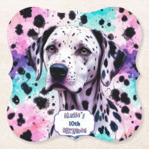 Dalmatiner-Hund Pink Lila Türkis Geburtstag