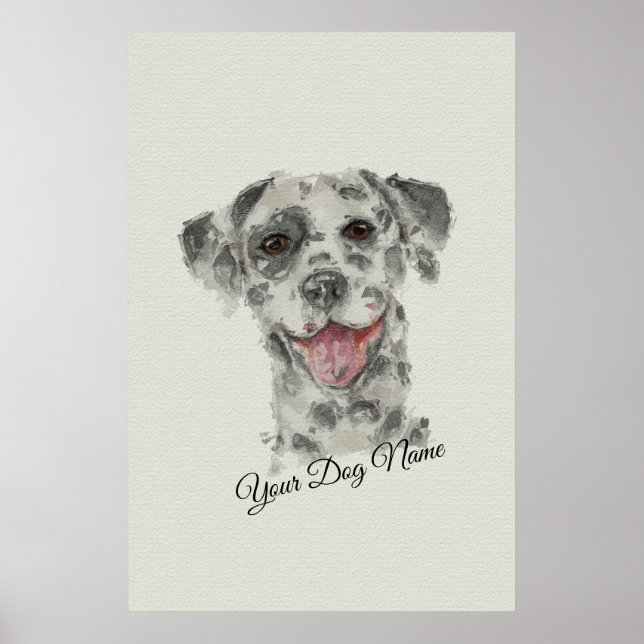 Dalmatiner Hund Portrait realistische Kunst Aquare Poster (Vorne)