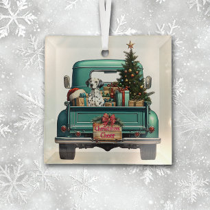 Dalmatiner Hund Retro LKW Weihnachten Ornament Aus Glas