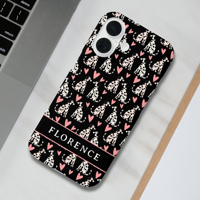 Dalmatiner Hund rosa Herz-Muster Name Case-Mate iPhone Hülle (Von Creator hochgeladen)