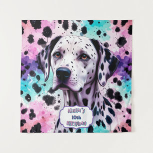 Dalmatiner Hund Rosa Lila Türkis Geburtstag Wandteppich