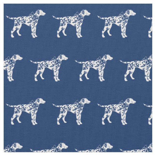 Dalmatiner Hund Silhouette Hunde Navy Blau Stoff (Nahaufnahme)