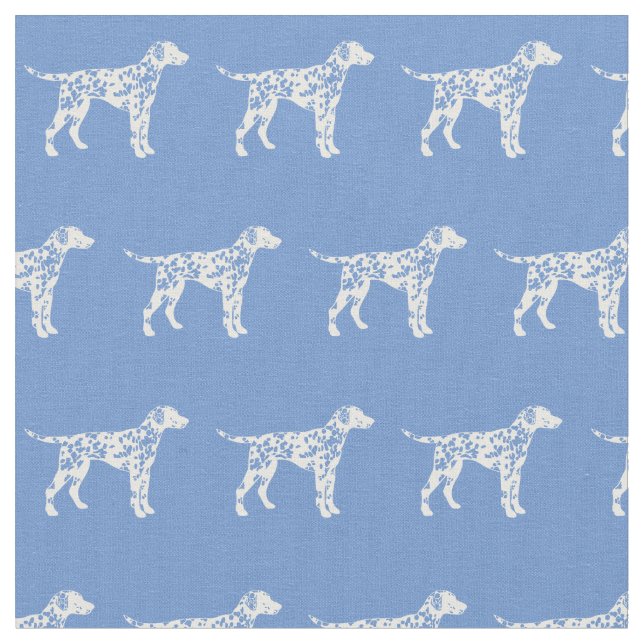 Dalmatiner Hund Silhouette Pet Light Blue Stoff (Nahaufnahme)