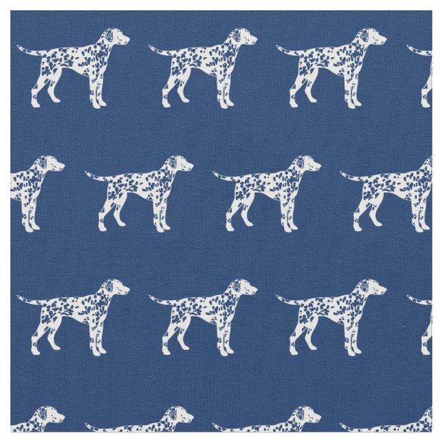 Dalmatiner Hund Silhouette Pet Navy Blue Stoff (Nahaufnahme)