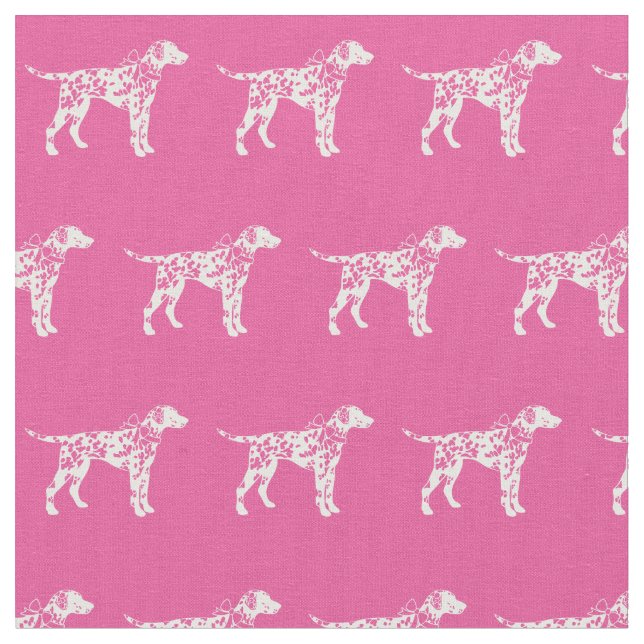Dalmatiner Hund Silhouette Pet Pink Stoff (Nahaufnahme)