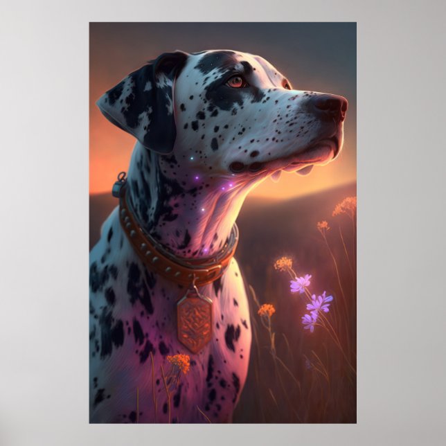 Dalmatiner Hund Tierportrait Malerei Liebe Poster (Vorne)