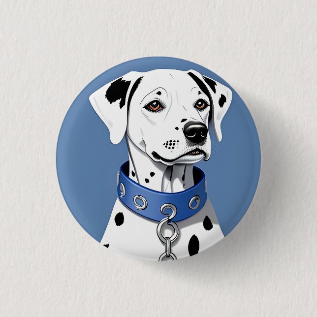 Dalmatiner Hund tragen einen blauen Collar Button (Vorderseite)