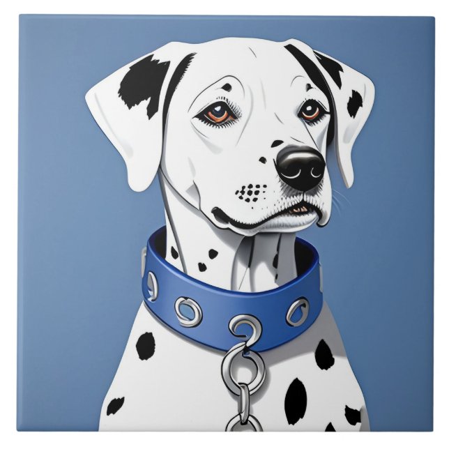 Dalmatiner Hund tragen einen blauen Collar Fliese (Vorderseite)