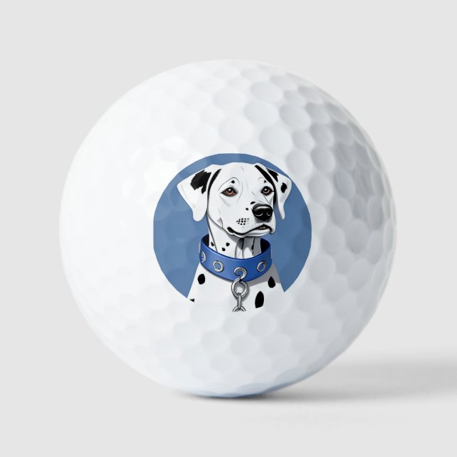 Dalmatiner Hund tragen einen blauen Collar Golfball (Vorderseite)