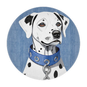 Dalmatiner Hund tragen einen blauen Collar Schneidebrett
