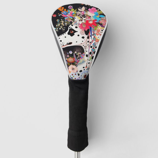 Dalmatiner Hund und Blume 002 - Schneidereichen Golf Headcover (Vorderseite)