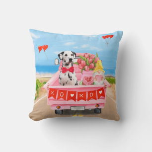 Dalmatiner-Hund Valentinstag-Lieferwagen Herzen Kissen