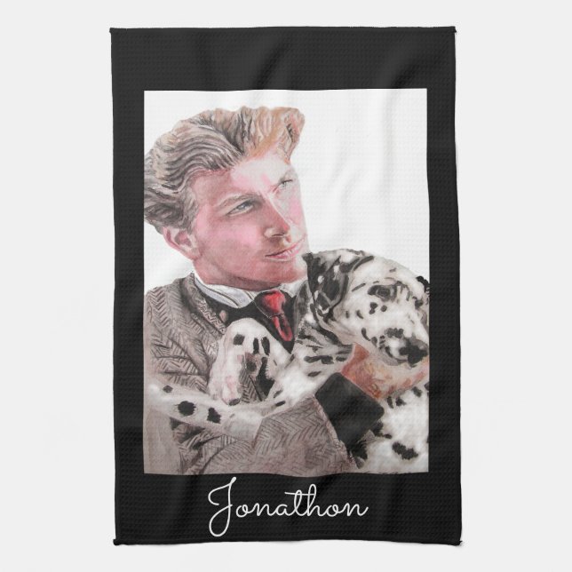 Dalmatiner Hund Wasserfarben Hunde Haustiere Küche Geschirrtuch (Vertikal)