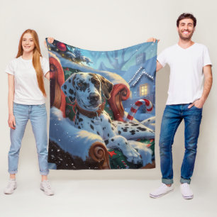 Dalmatiner Hund Weihnachten Fleecedecke