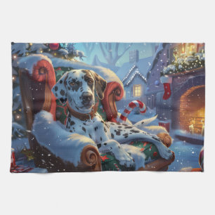 Dalmatiner Hund Weihnachten Geschirrtuch