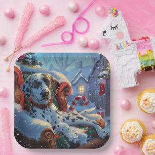 Dalmatiner Hund Weihnachten Pappteller