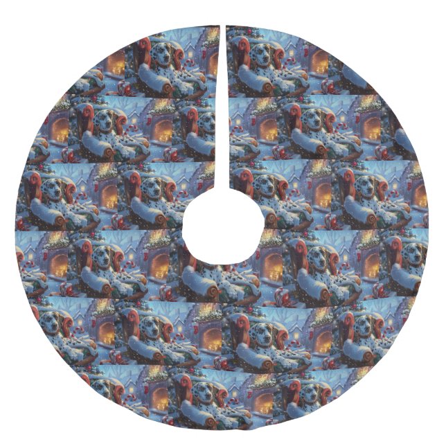 Dalmatiner Hund Weihnachten Polyester Weihnachtsbaumdecke (Vorderseite)