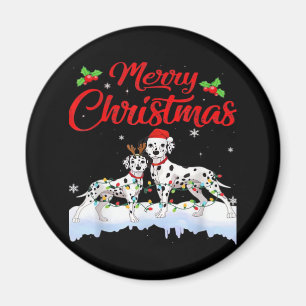 Dalmatiner Hund Weihnachtslicht Weihnachtsmannmütz Magnet