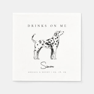 Dalmatiner-Hunde-Sketch-Drinks auf Me-Pet-Hochzeit Serviette