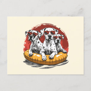 Dalmatiner Hunde Sommer Ananas Pool Float Postkarte