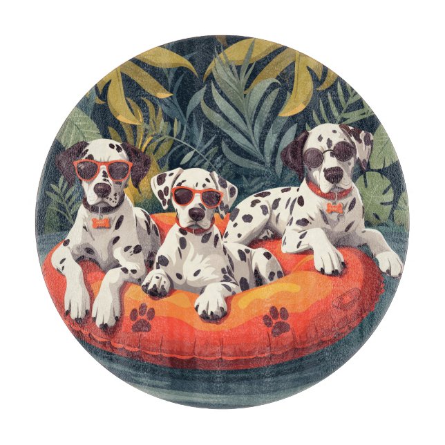 Dalmatiner Hunde Sommer Ananas Pool Float Schneidebrett (Vorderseite)
