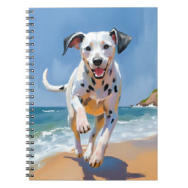 Dalmatiner-Hunde-Strand-Aquarell-Haustiermalerei Notizblock