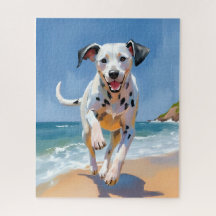 Dalmatiner-Hunde-Strand-Aquarell-Haustiermalerei