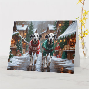 Dalmatiner Hunde Weihnachtsschneeferien Karte