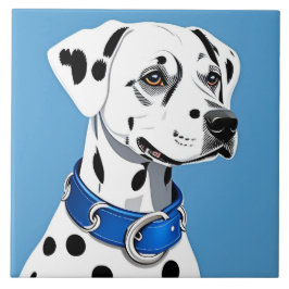 Dalmatiner-Hundportrait mit blauem Collar Fliese
