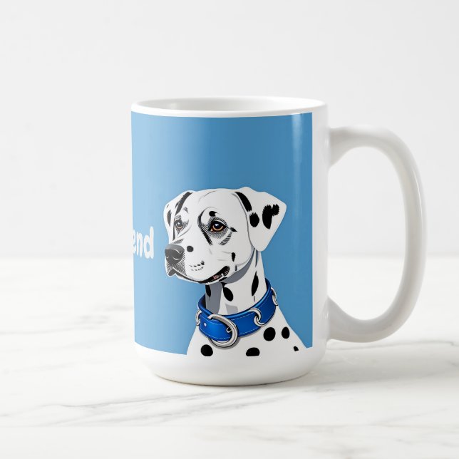 Dalmatiner-Hundportrait mit blauem Collar Kaffeetasse (Rechts)