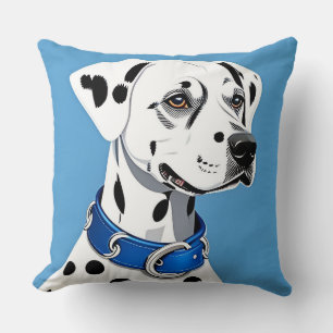 Dalmatiner-Hundportrait mit blauem Collar Kissen