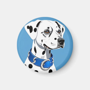 Dalmatiner-Hundportrait mit blauem Collar Magnet