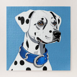 Dalmatiner-Hundportrait mit blauem Collar Puzzle