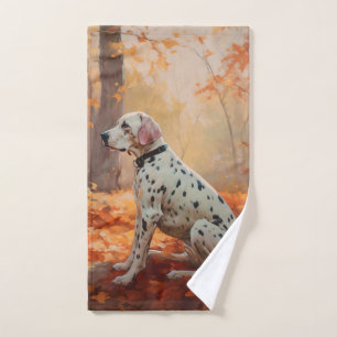 Dalmatiner im Herbst Blätter fallen inspirieren Badhandtuch Set