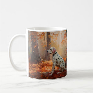 Dalmatiner im Herbst Blätter fallen inspirieren Kaffeetasse