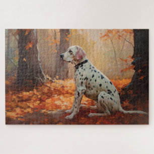 Dalmatiner im Herbst Blätter fallen inspirieren Puzzle