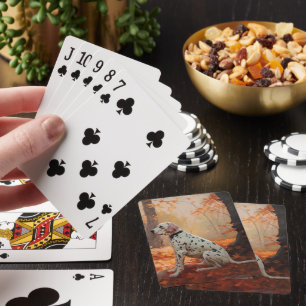 Dalmatiner im Herbst Blätterfall inspiriert Spielkarten