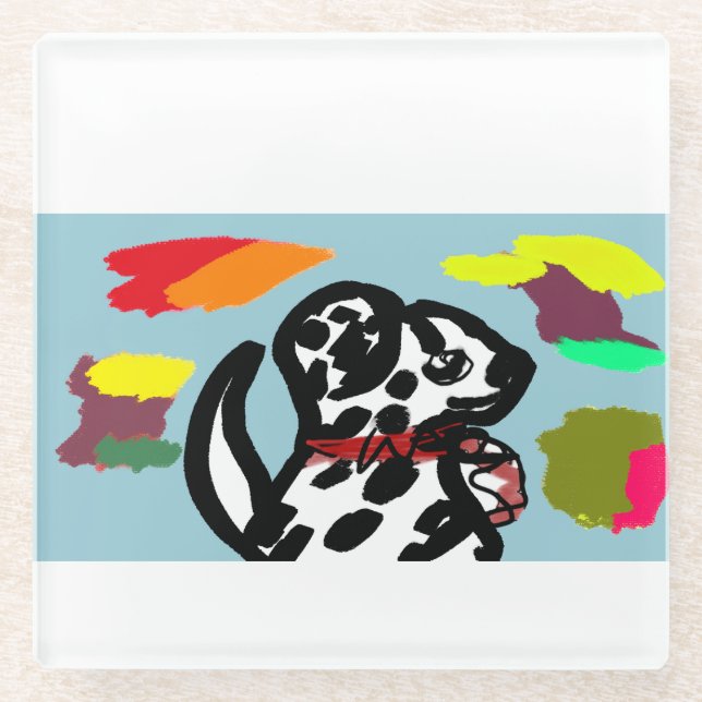 Dalmatiner im Herbst Glasuntersetzer (Vorderseite)