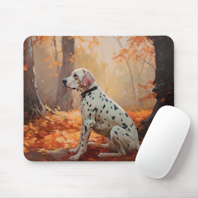 Dalmatiner im Herbst Leaves Fall Inspiriert Mousepad (Mit Mouse)