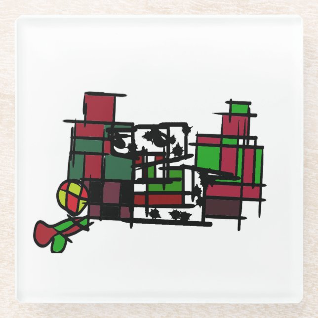 Dalmatiner im Winter Glasuntersetzer (Vorderseite)