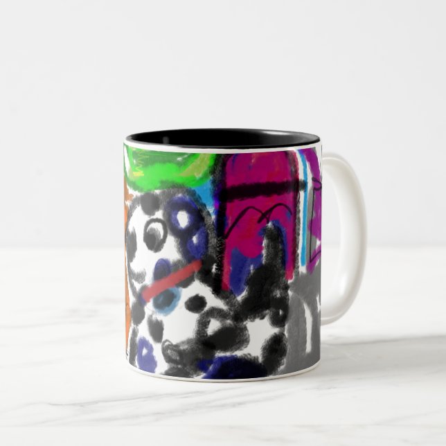 Dalmatiner in der Stadt Zweifarbige Tasse (VorderseiteRechts)