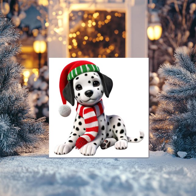 Dalmatiner in der Weihnachtsmannmütze Feiertagskarte (Von Creator hochgeladen)