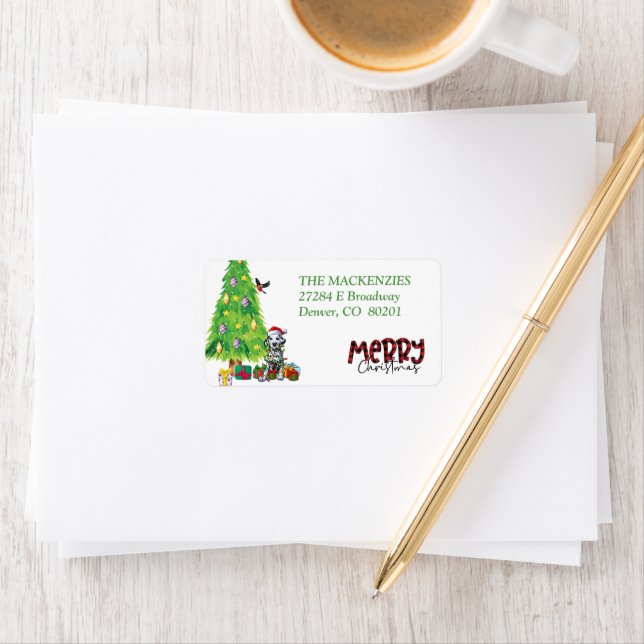 Dalmatiner in Feiertagsleuchten Rücksendeadresse Adressaufkleber (Insitu)