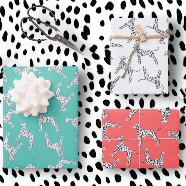 Dalmatiner in mehrere Richtungen Geschenkpapier Set (Dalmatian dog gift wrap
)