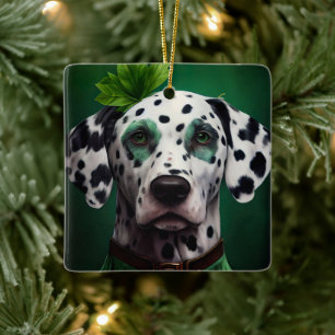 Dalmatiner in St. Patrick's Day-Kleid Keramikornament