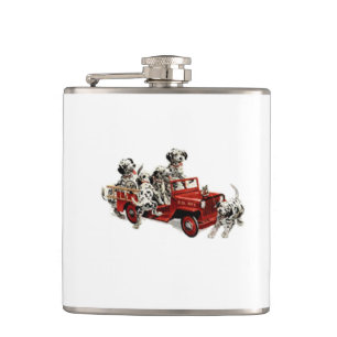 Dalmatiner Jungtiere mit einem Toyotreibruck Flachmann