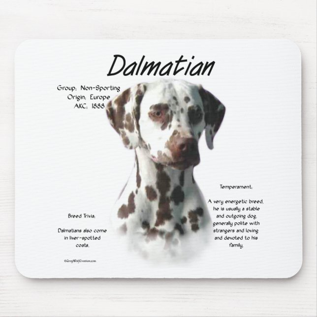 Dalmatiner (Leber) Historie Mousepad (Vorne)