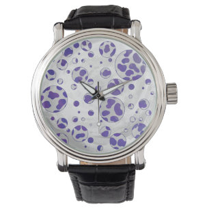 Dalmatiner Lila und White Polka Dot Armbanduhr