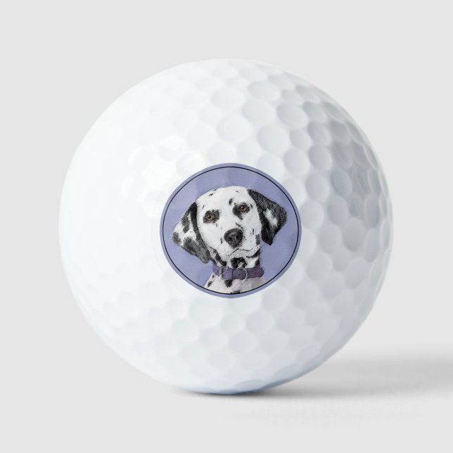 Dalmatiner Malerei - Niedliche Original Hunde Kuns Golfball (Vorderseite)