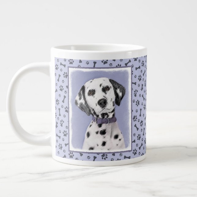 Dalmatiner Malerei - Niedliche Original Hunde Kuns Jumbo-Tasse (Links)